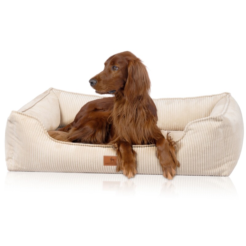 Knuffelwuff orthopädisches Hundebett aus Cord mit Handwebcharakter Nunavut beige M-L