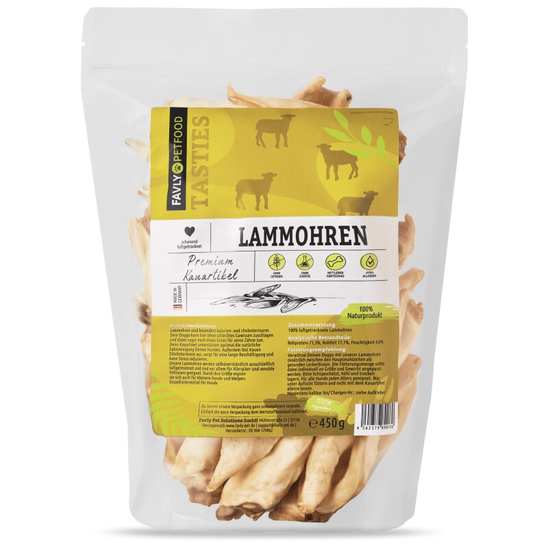 FAVLY Petfood Lammohren 450 g