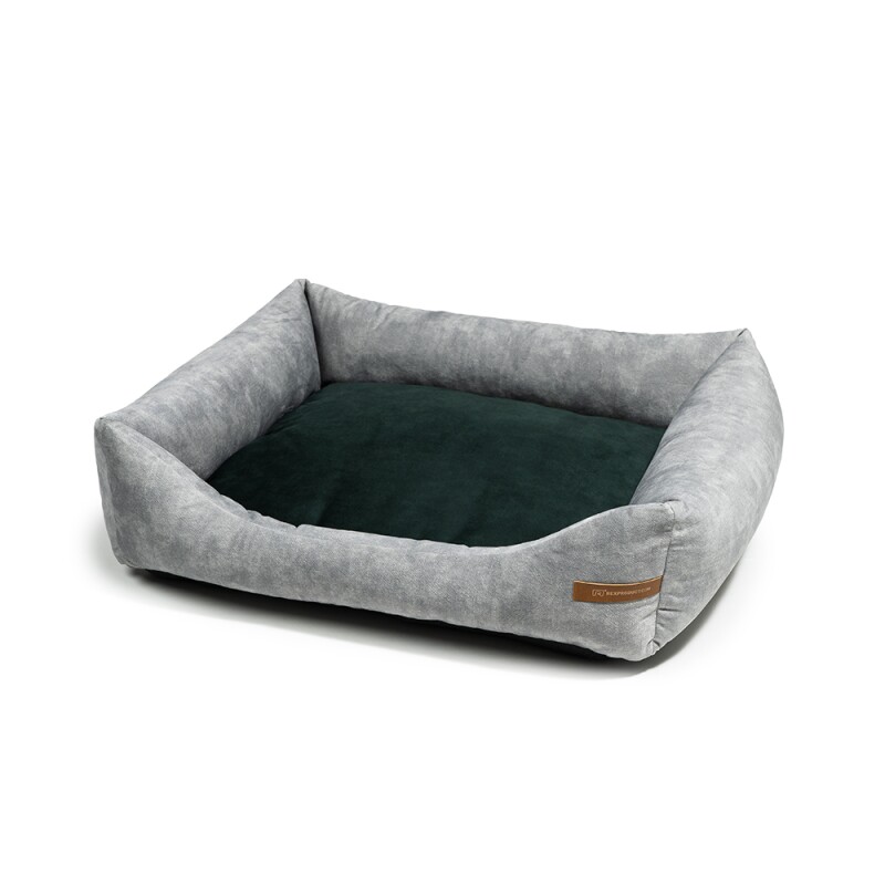 Rexproduct SoftColor luxury dog bed in grau color dunkelgrün XL