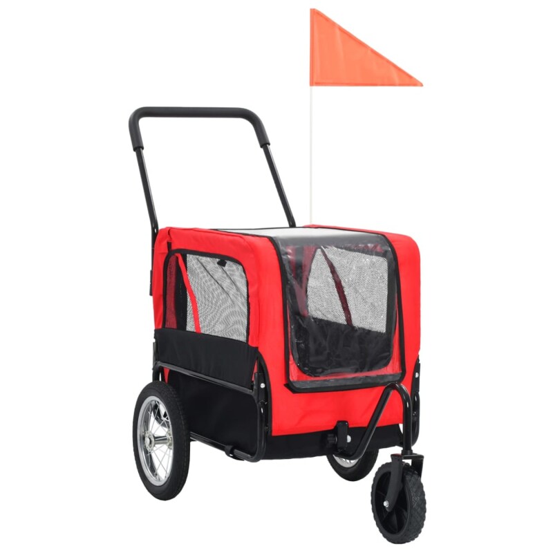 VidaXL 2-in-1 Fahrradanhänger und Buggy für Hunde rot