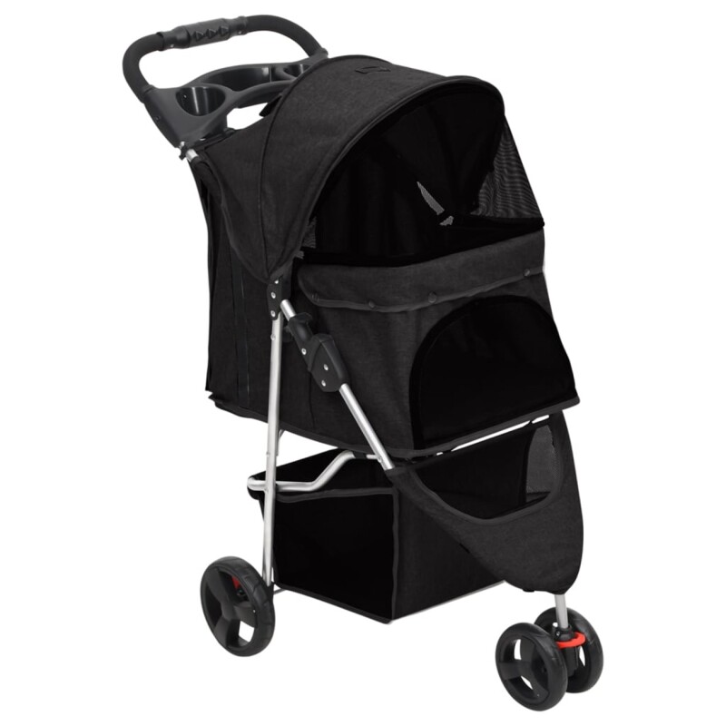 VidaXL Hundewagen 80x46x98cm (L x B x H) schwarz