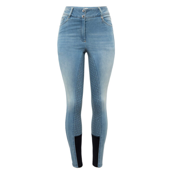 Reithose aus jeans Full Grip und hoher Bund Damen Horze Kaia