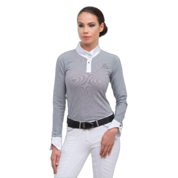 Reitturnier-Polo Langarm Damen Cavalliera Ashy