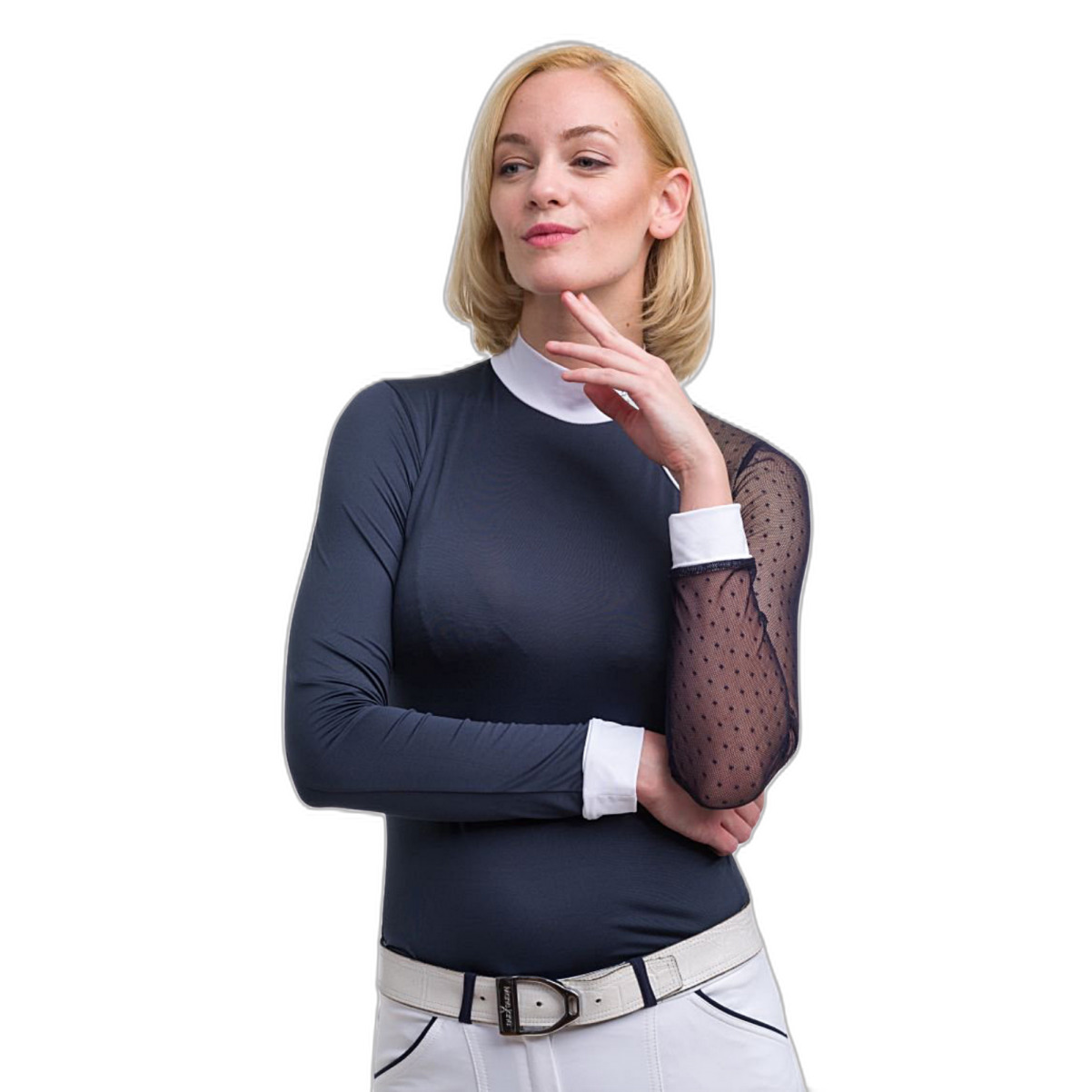 Reitturnier-Polo Langarm Damen Cavalliera Modern