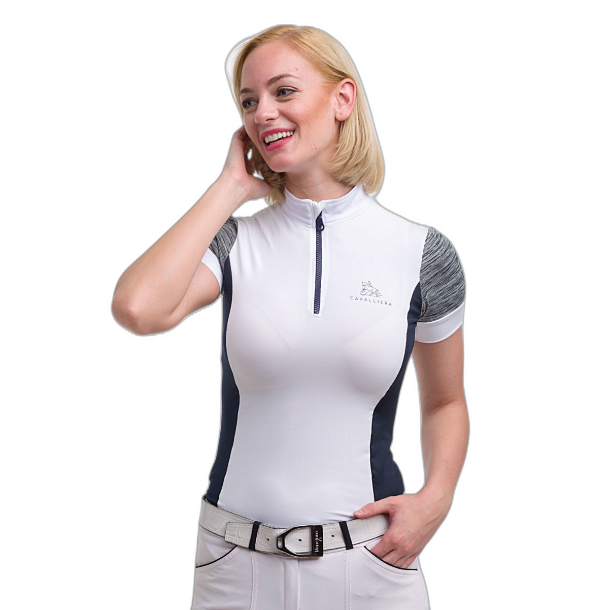 Turnier-Poloshirt Reiten Damen Cavalliera Jet set