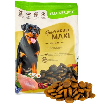 Lyra Pet Lecker.Pet Gino's Adult Maxi mit Huhn Hundefutter Trockenfutter Vollnahrung 4 kg