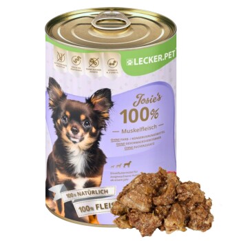 Lyra Pet Lecker.Pet Josie's 100 % Muskelfleisch Rind Hundefutter Nassfutter 6x400 g