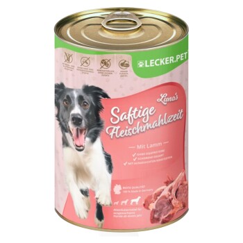 Lyra Pet Lecker.Pet Luna's Saftige Fleischmahlzeit mit Lamm Hundefutter Nassfutter 6x400 g