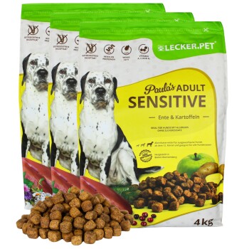 Lyra Pet Lecker.Pet Paula's Adult Sensitive Ente & Kartoffeln Hundefutter Trockenfutter Vollnahrung