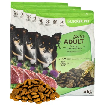 Lyra Pet Lecker.Pet Josie's Adult Lamm & Reis Hundefutter Trockenfutter Vollnahrung 12 kg