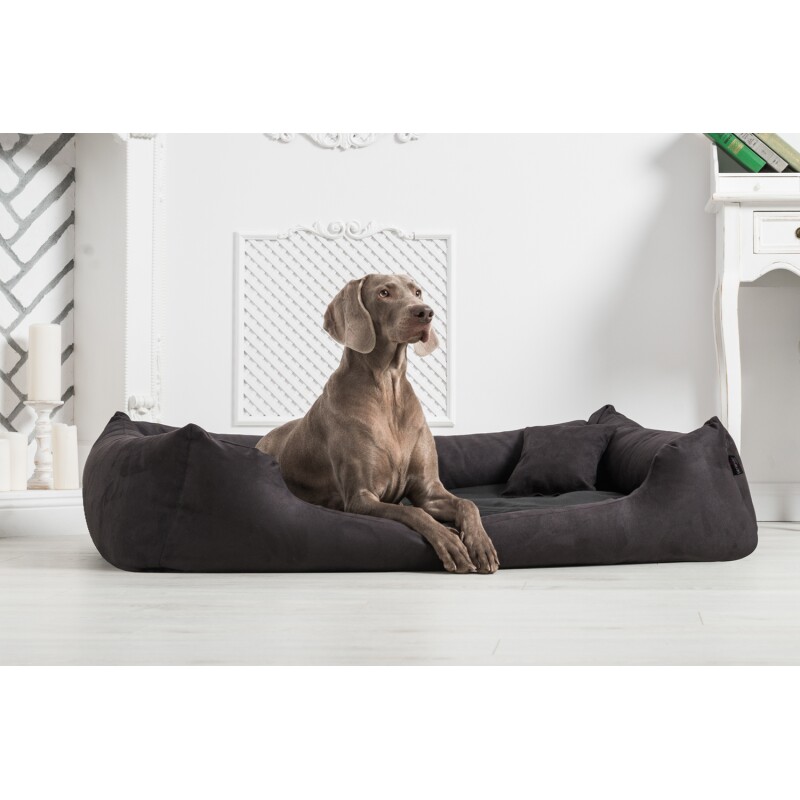 Tierlando ® PLUTO SOFT - Orthopädisches Hundebett | Visco | Samtweiches Velours schwarz/ graphit 1