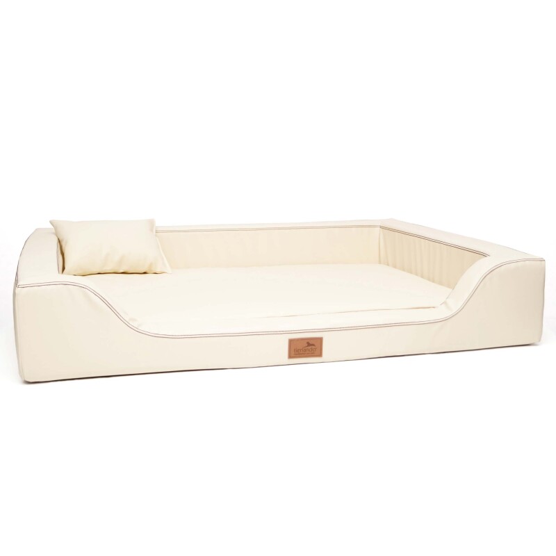 Tierlando ® Orthopädisches LUXUS-Hundebett MELODY LATEX Anti-Haar Kunstleder creme 1 m