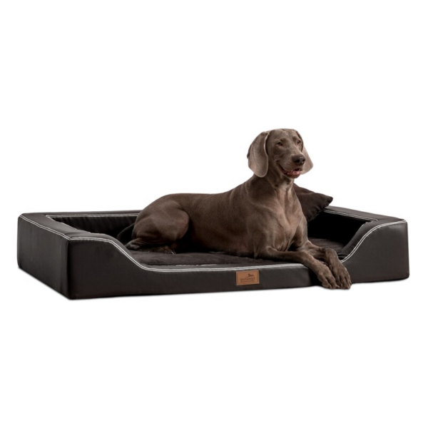 Tierlando ® Orthopädisches LUXUS-Hundebett MELODY LATEX Soft Kunstleder Velours schwarz 1 m