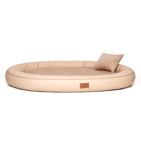 Tierlando ® GILBERT ORTHO Soft LATEX - Orthopädisches Hundebett aus Kunstleder beige 85 cm