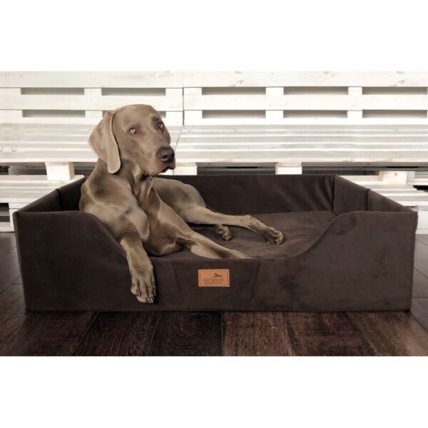 Tierlando ® COLUMBUS Orthopädisches Hundebett | Reisehundebett | Tragbar Faltbar braun 80 cm