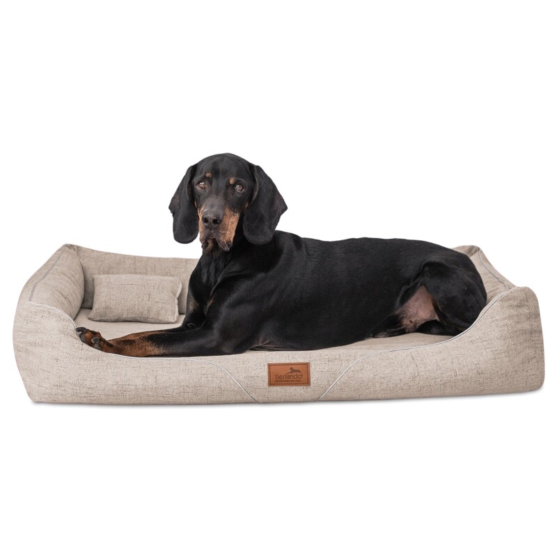 Tierlando ® WILLIAM Couture - Orthopädisches Hundebett | Bequemes Hundesofa beige 1