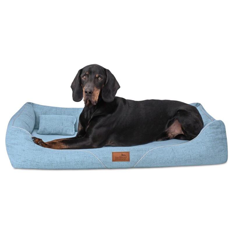 Tierlando ® WILLIAM Couture - Orthopädisches Hundebett | Bequemes Hundesofa blau 1