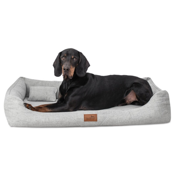 Tierlando ® WILLIAM Couture - Orthopädisches Hundebett | Bequemes Hundesofa hellgrau 1