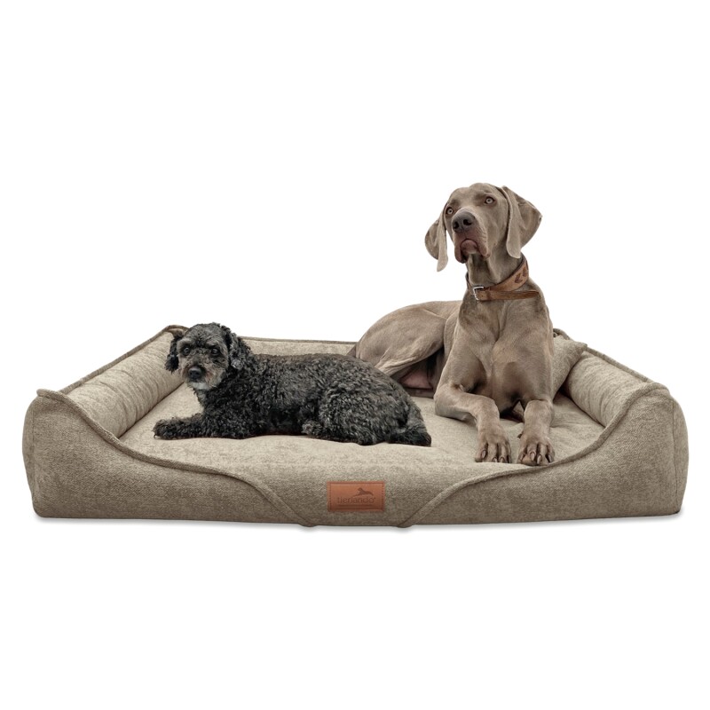 Tierlando ® Orthopädisches Hundebett KEN Große Hunde | kuschelig weicher Mélange beige 1