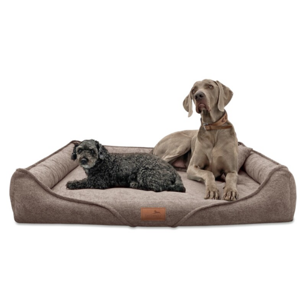 Tierlando ® Orthopädisches Hundebett KEN Große Hunde | kuschelig weicher Mélange dunkelbraun / beige 1