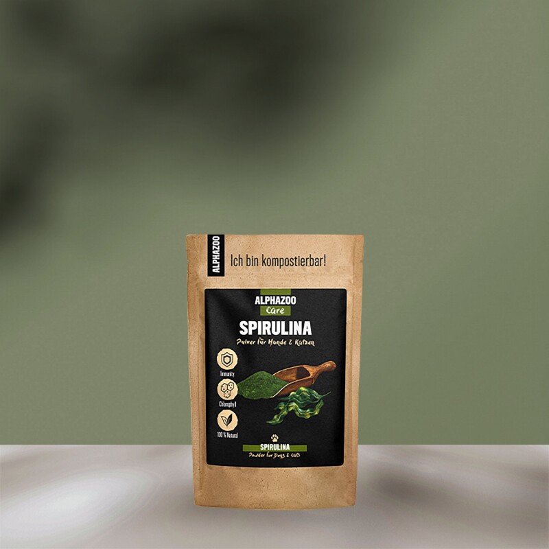 ALPHAZOO Spirulina-Pulver für Hunde und Katzen 100 g