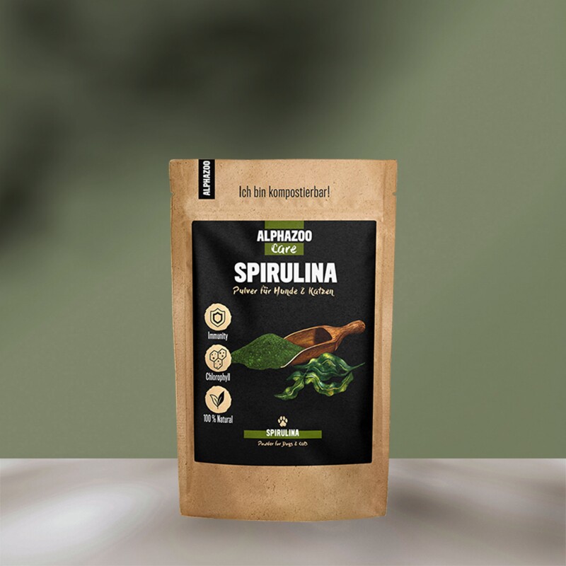 ALPHAZOO Spirulina-Pulver für Hunde und Katzen 250 g