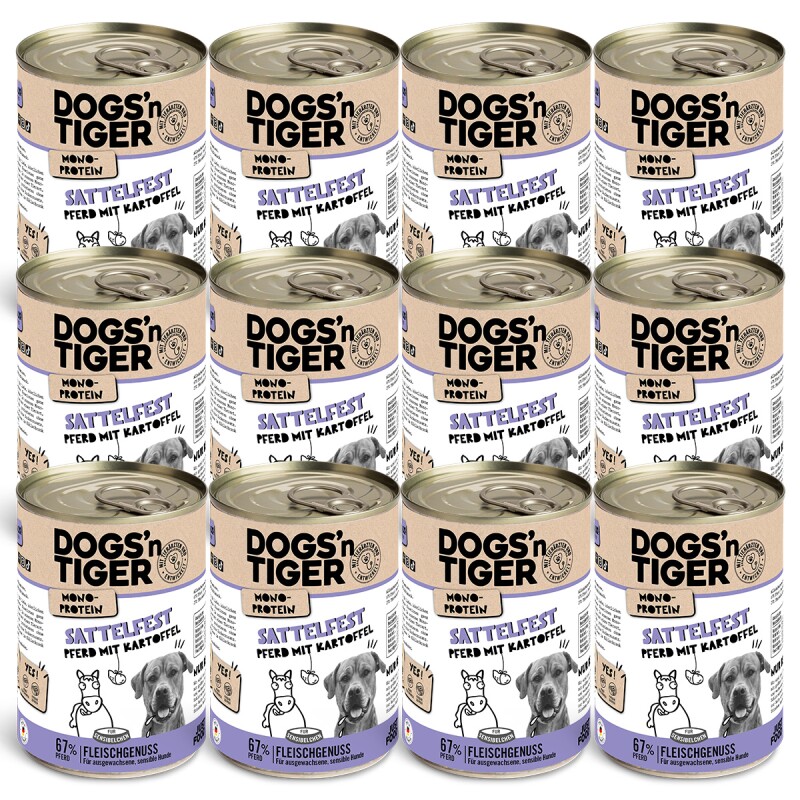 Dogs'n Tiger Sattelfest Pferd & Kartoffel 12x400 g