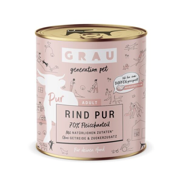 GRAU Hund Adult Rind Pur 6x800g