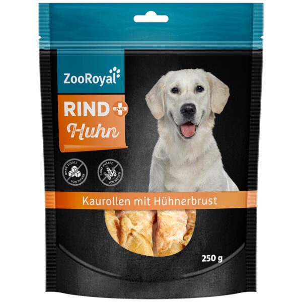 ZooRoyal Rind+ Kaurollen mit Hühnerbrust 3x250g